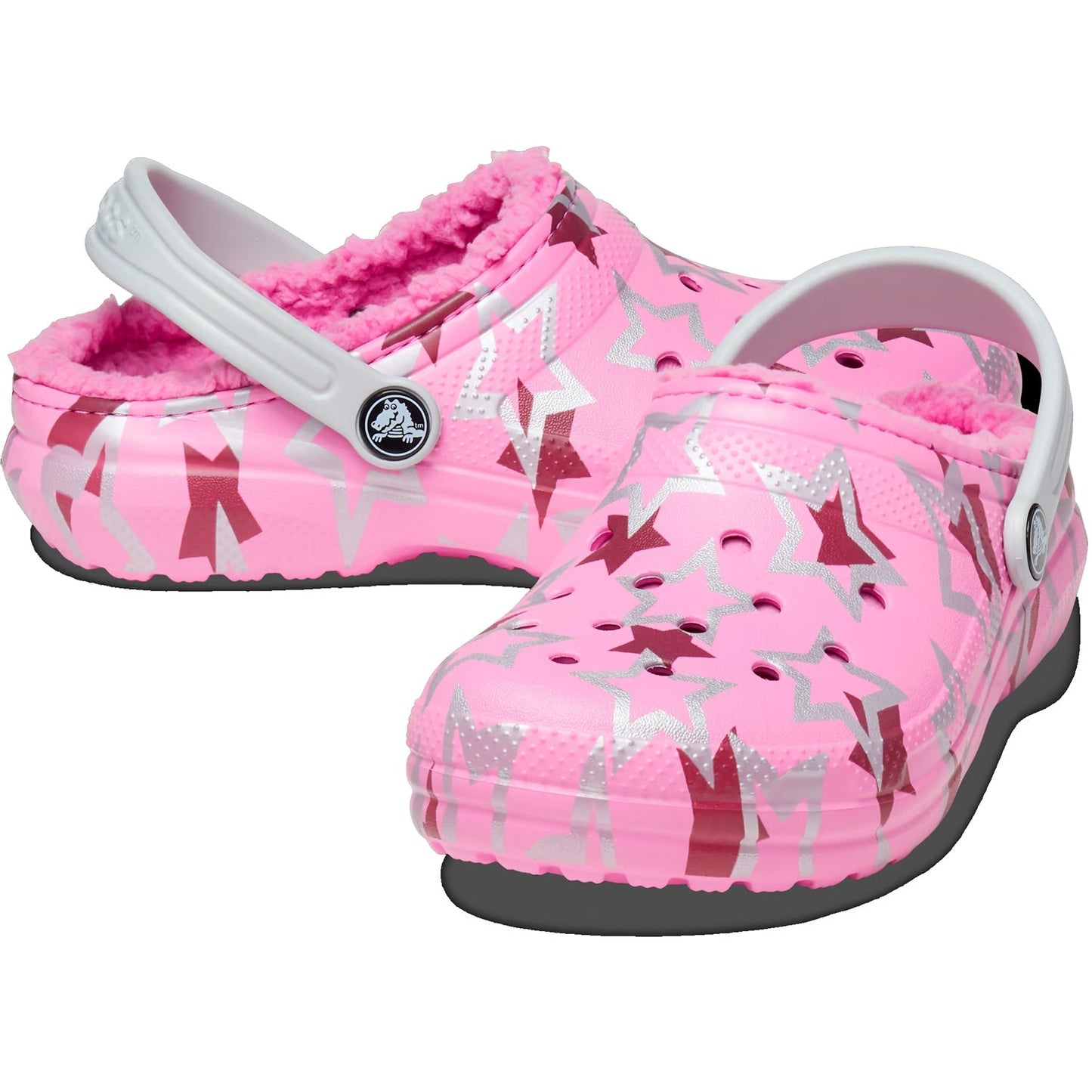 Crocs Classic Lined Kids Disco Dance Party Clog 208085 Taffy Pink Multi