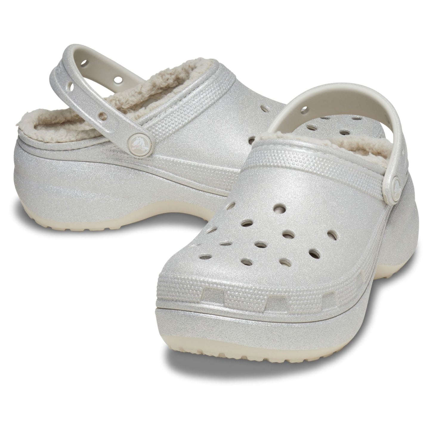 Crocs Classic Platform Glitter Lined Clog (210413) - Silver