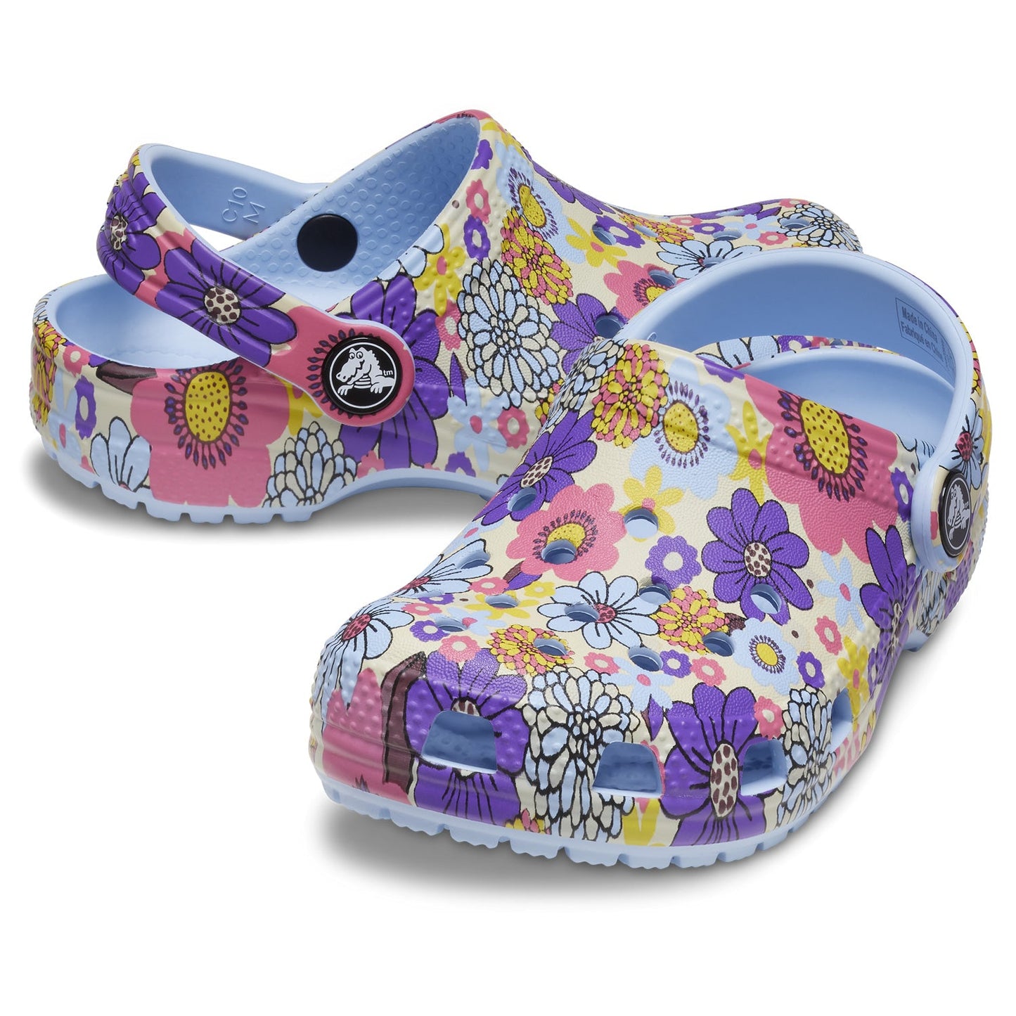 Crocs Classic Retro Floral Toddlers Clogs (209069) - Blue Calcite/Multi