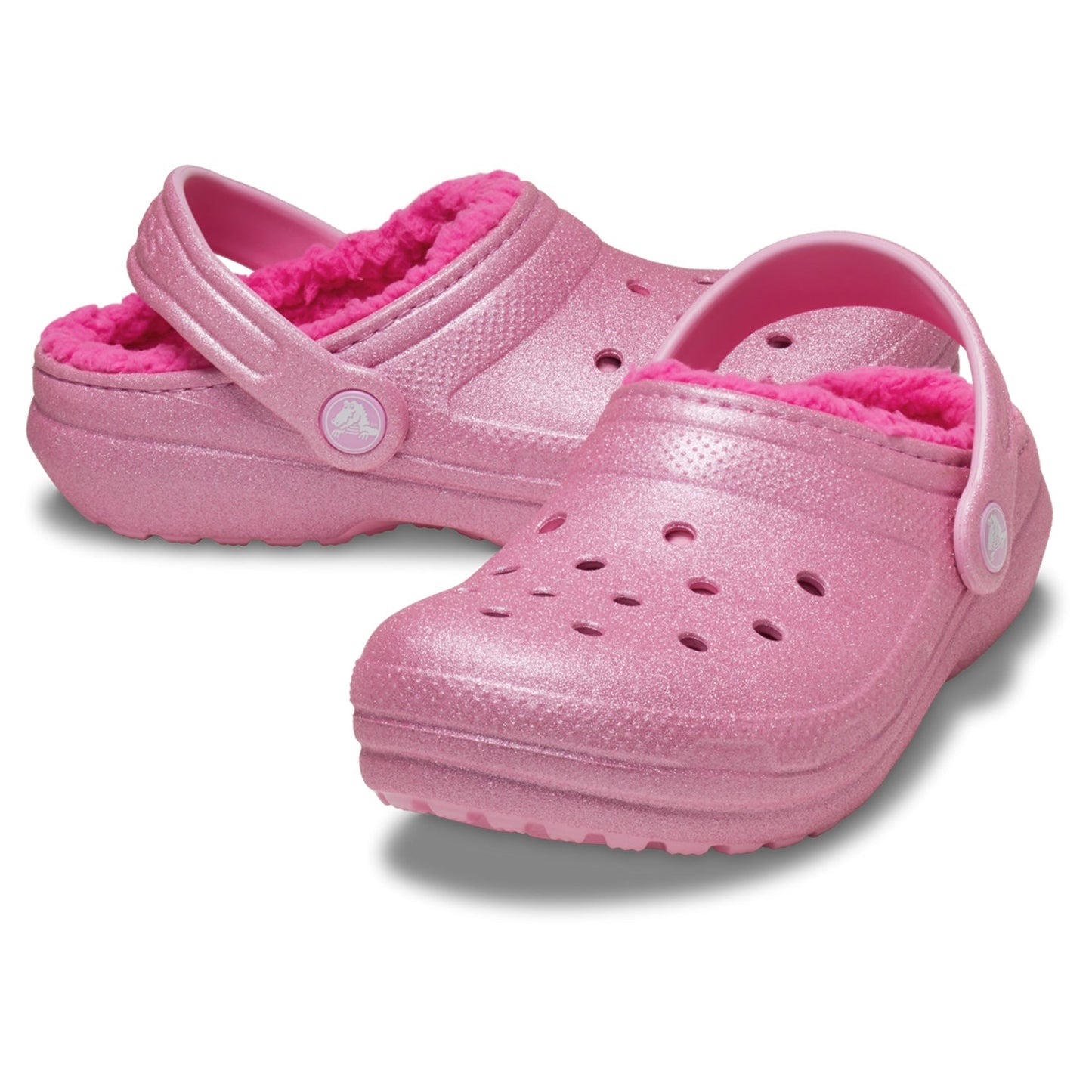 Crocs Classic Glitter Lined Kids Clog (207462) - Pink Tweed