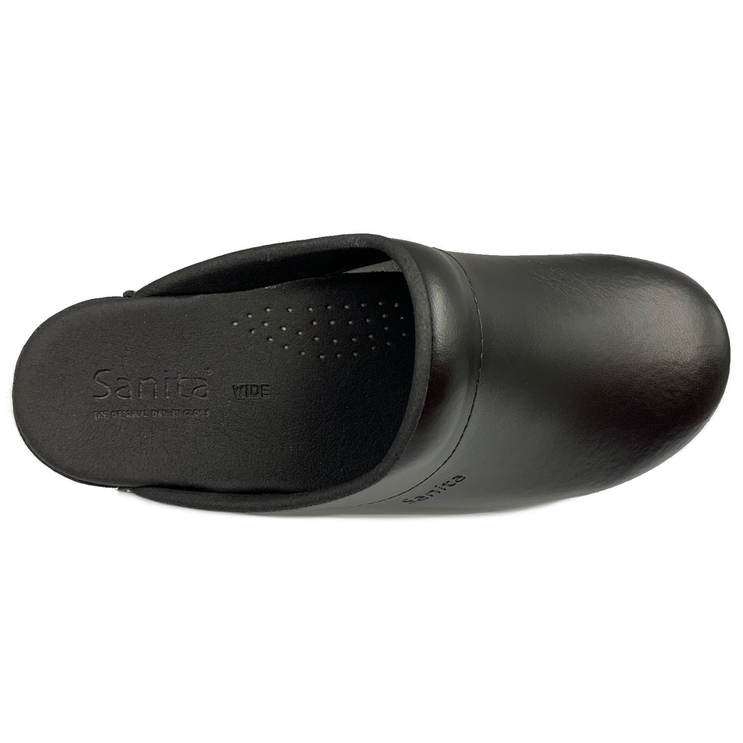 Sanita Sonja PU WIDE Open Clogs in Black