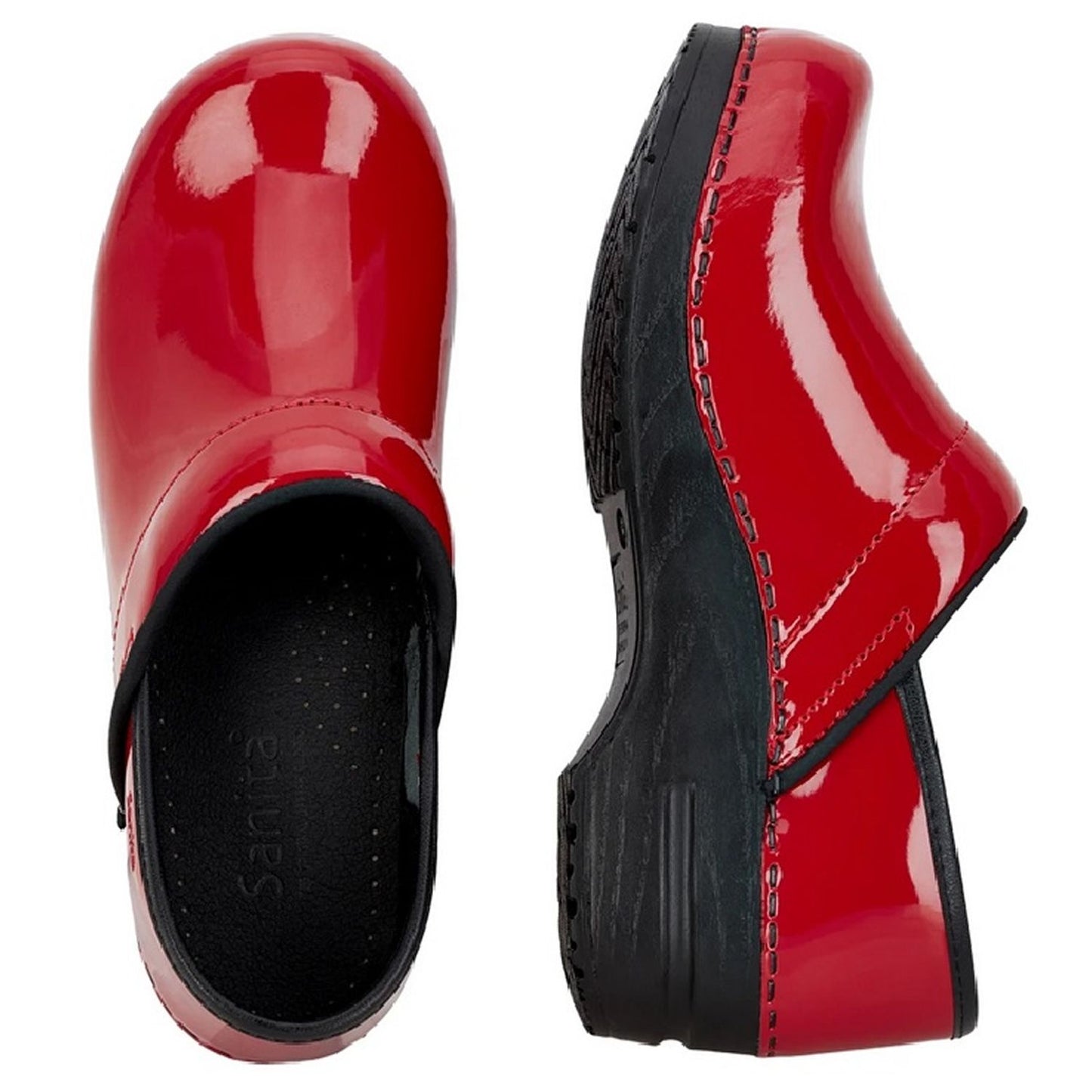 Sanita Professional Patent Closed Clogs in Red (457406)