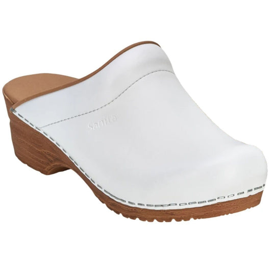 Sanita Sandra Open PU Clogs in White (473047)