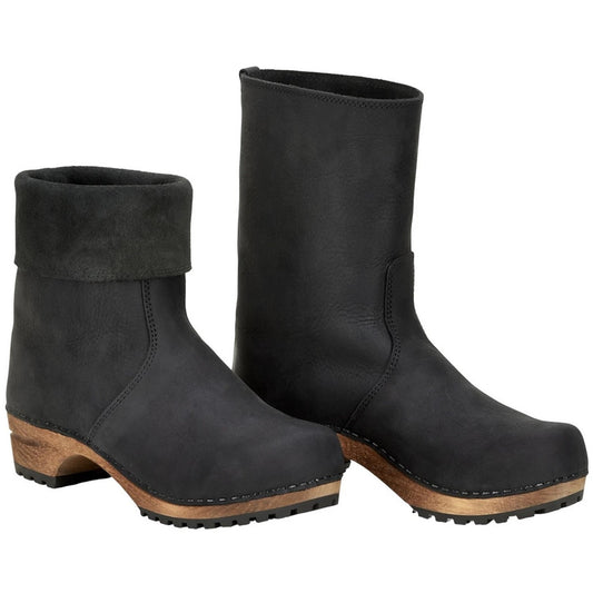Sanita Risotto Oiled Leather Clog Boots in Black