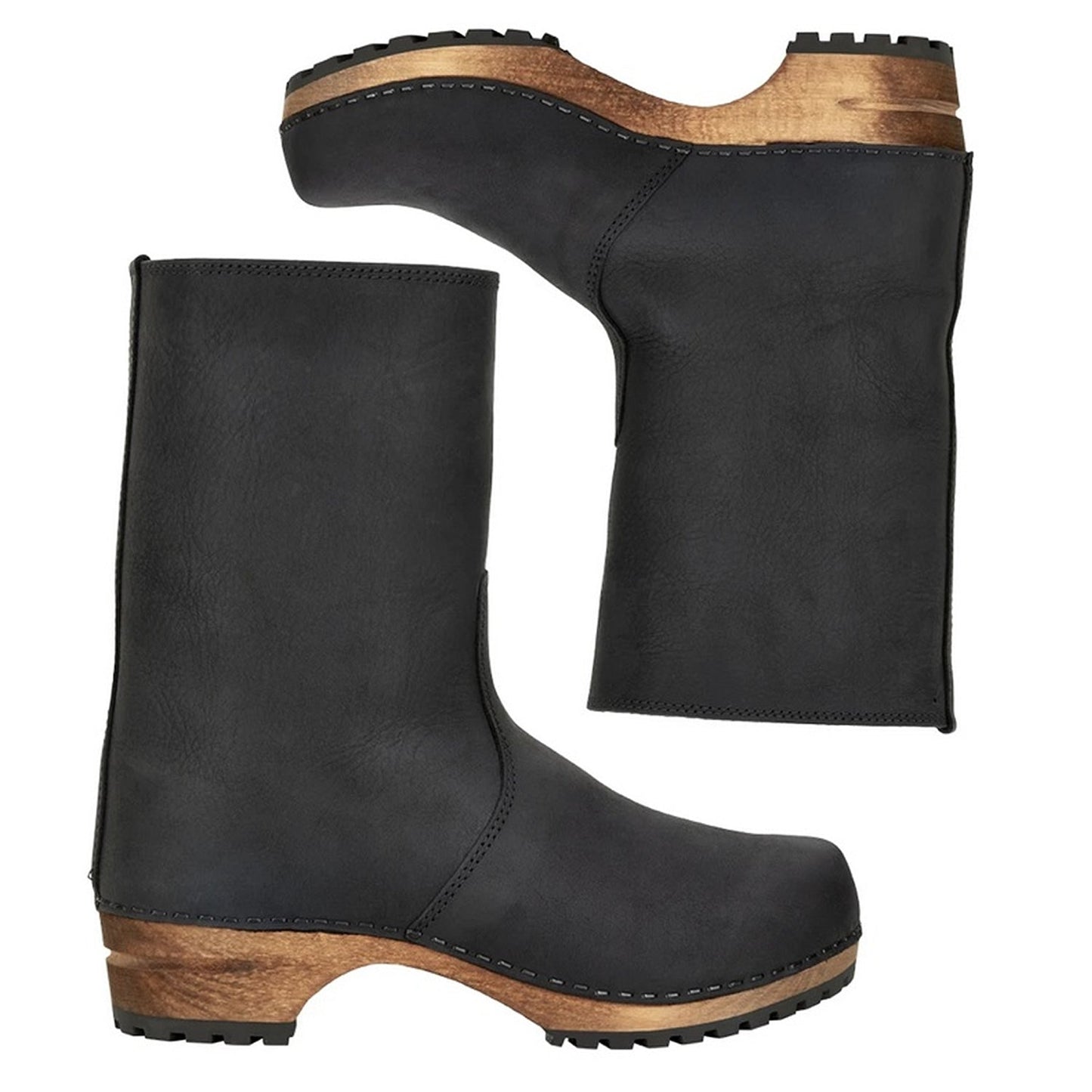 Sanita Risotto Oiled Leather Clog Boots in Black