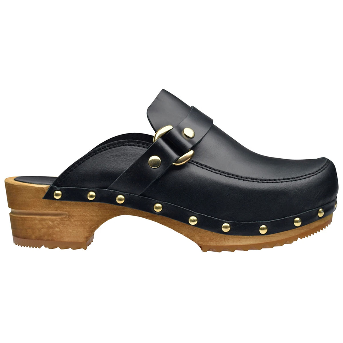 Sanita Lillen Deluxe Leather Wooden Clogs in Black 478340