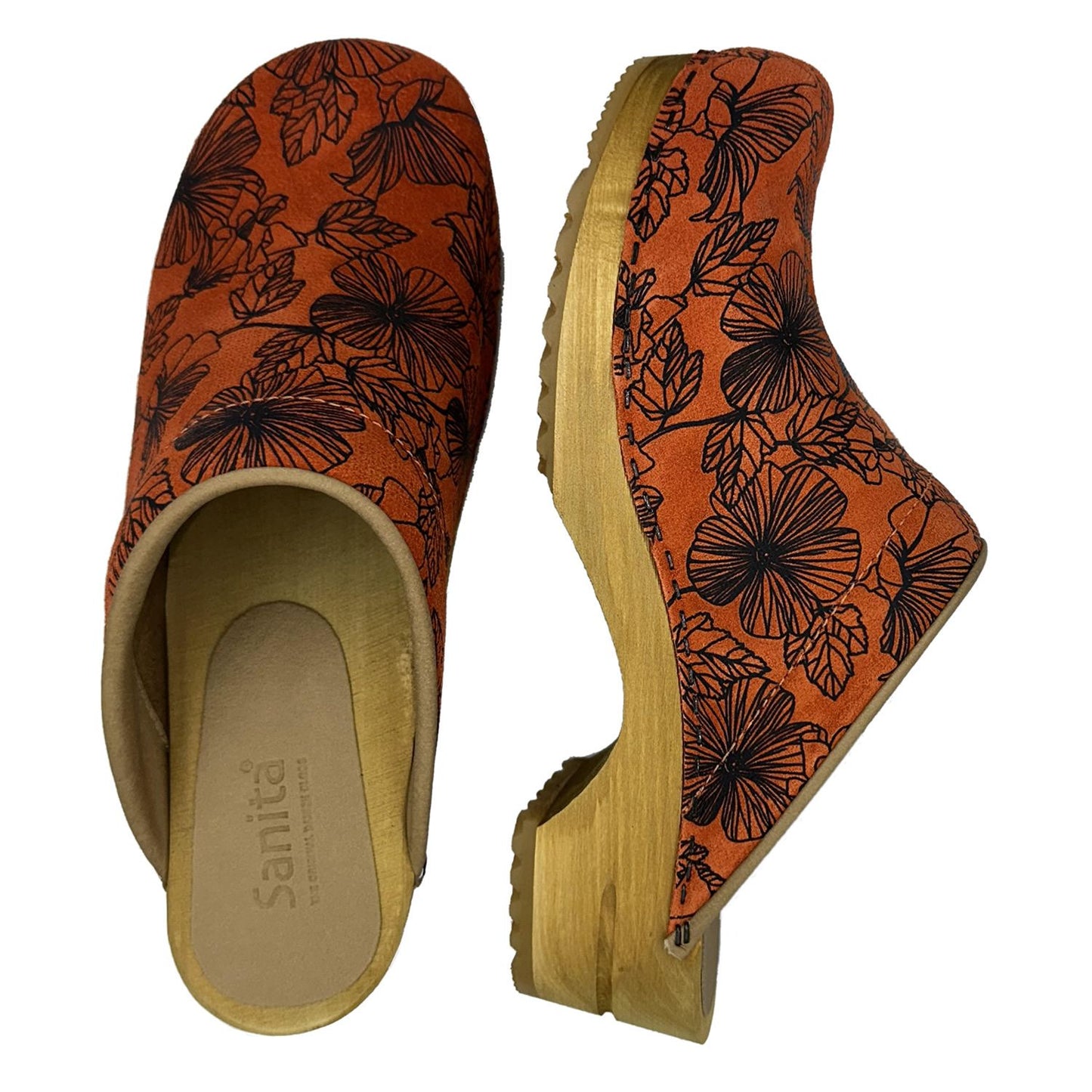 Sanita Mia Open Wooden Clogs in Coral (472619)