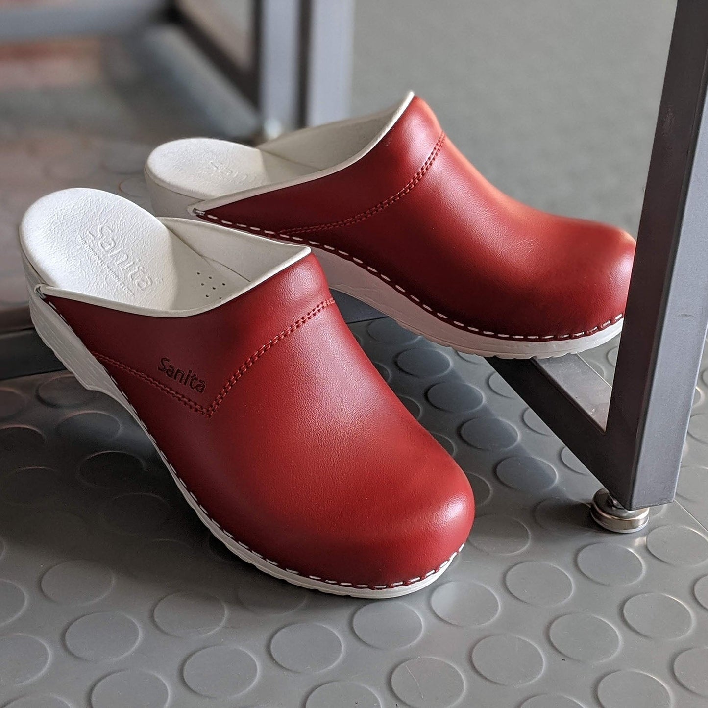 Sanita Nurse Pastel Working Clogs in Red