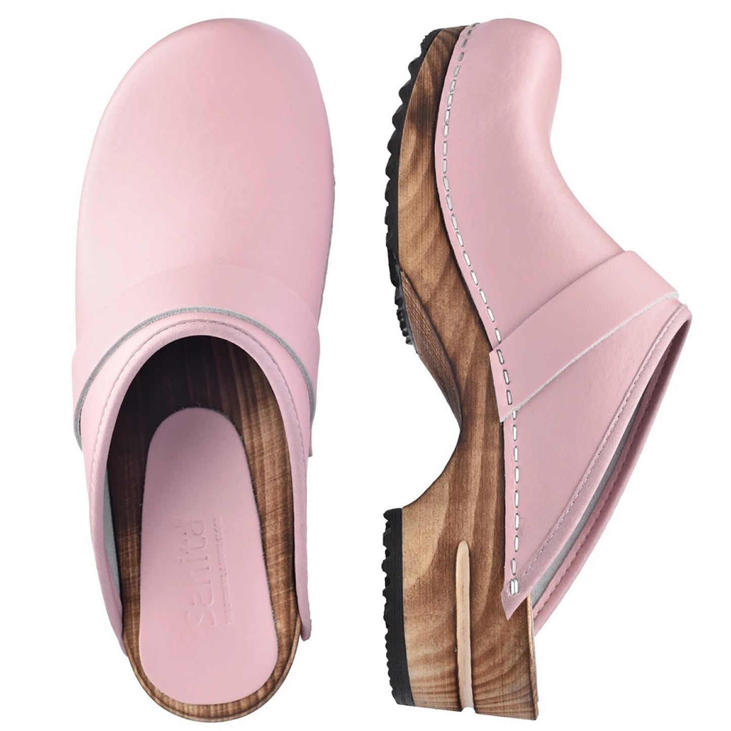 Sanita Rikke Charred Wooden Clogs in Pink 476009