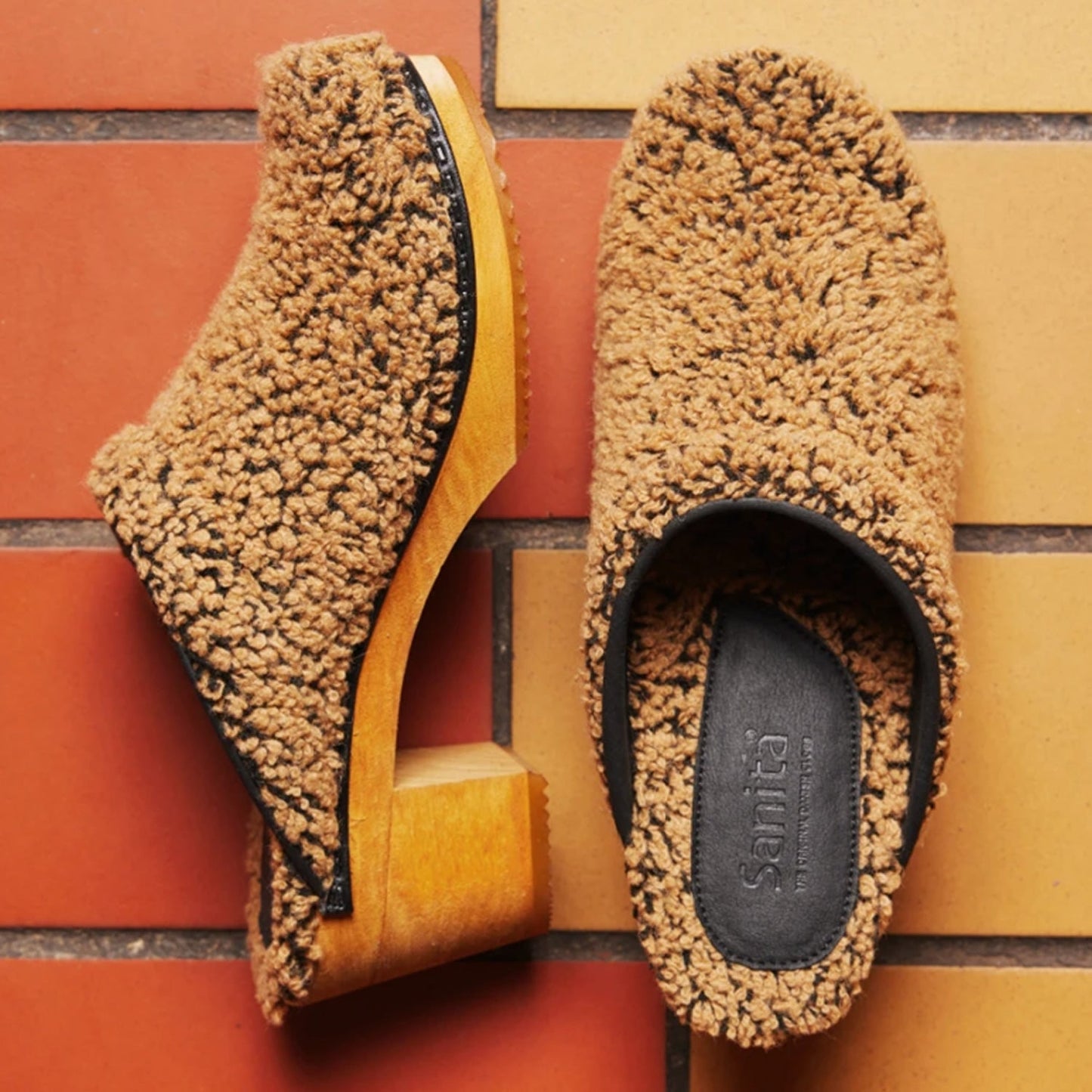 Sanita Shearly Block Heel Woolly Clogs