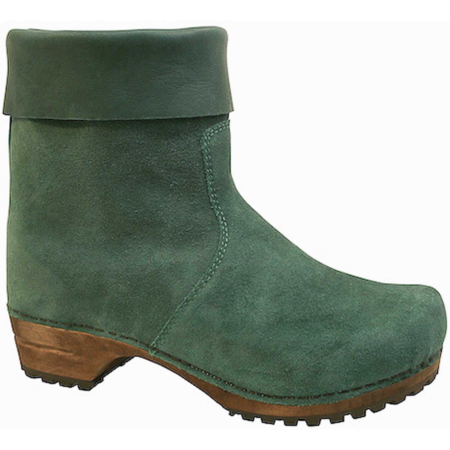 Sanita Sussi Roll-top Suede Clog Boots Green 477110