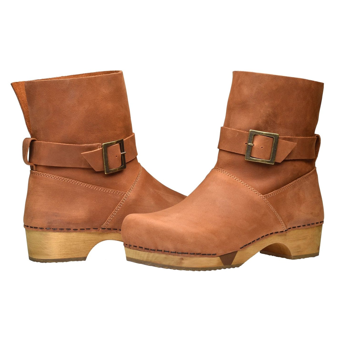 Sanita Runa Flex Flexible Wooden Clog Boots in Cognac (471217)