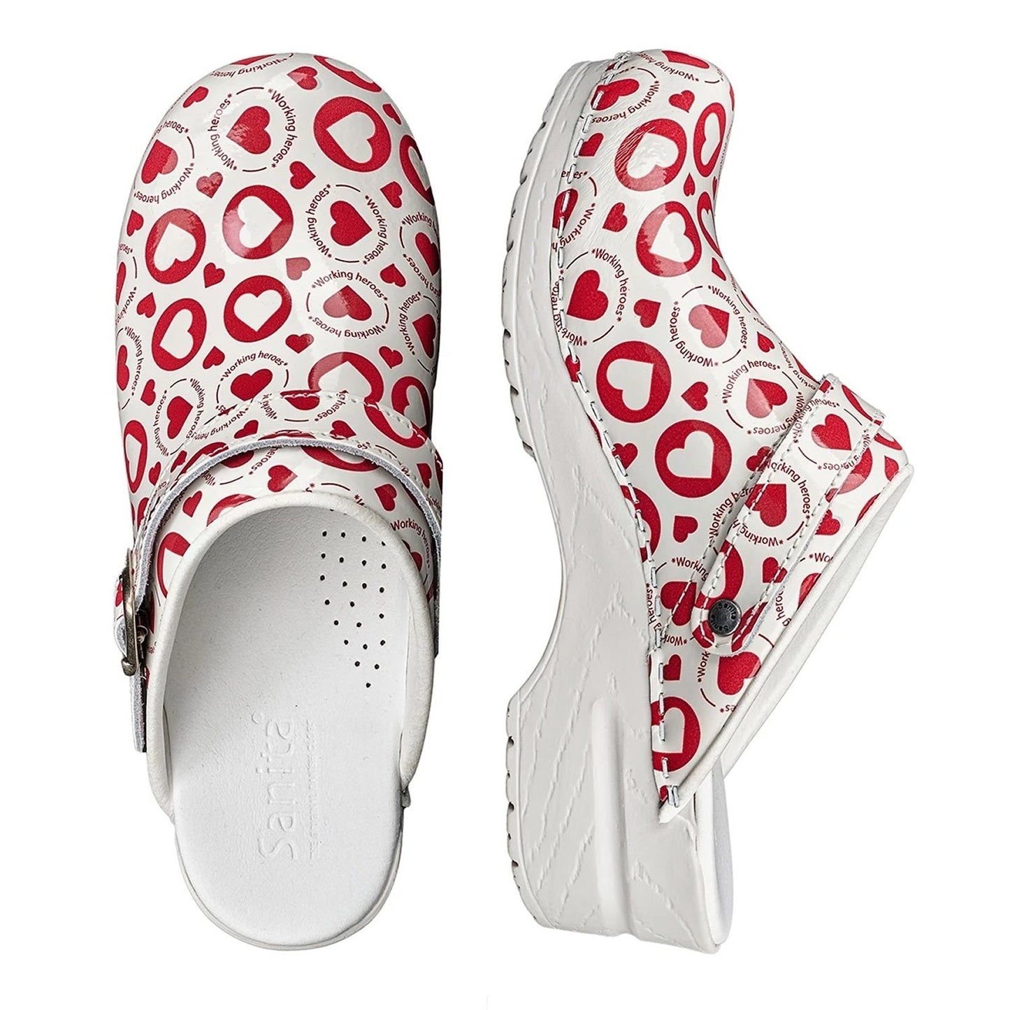 Sanita Working Heroes Heart Print Clogs