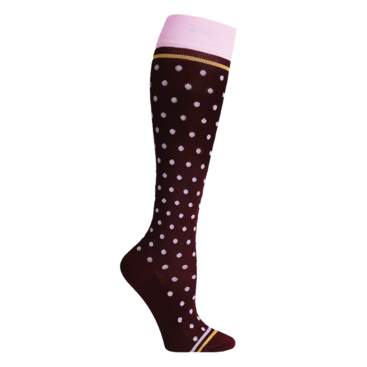 Toffeln Aktiv Cool Bamboo Compression Socks ACS Burgundy Pink Dots