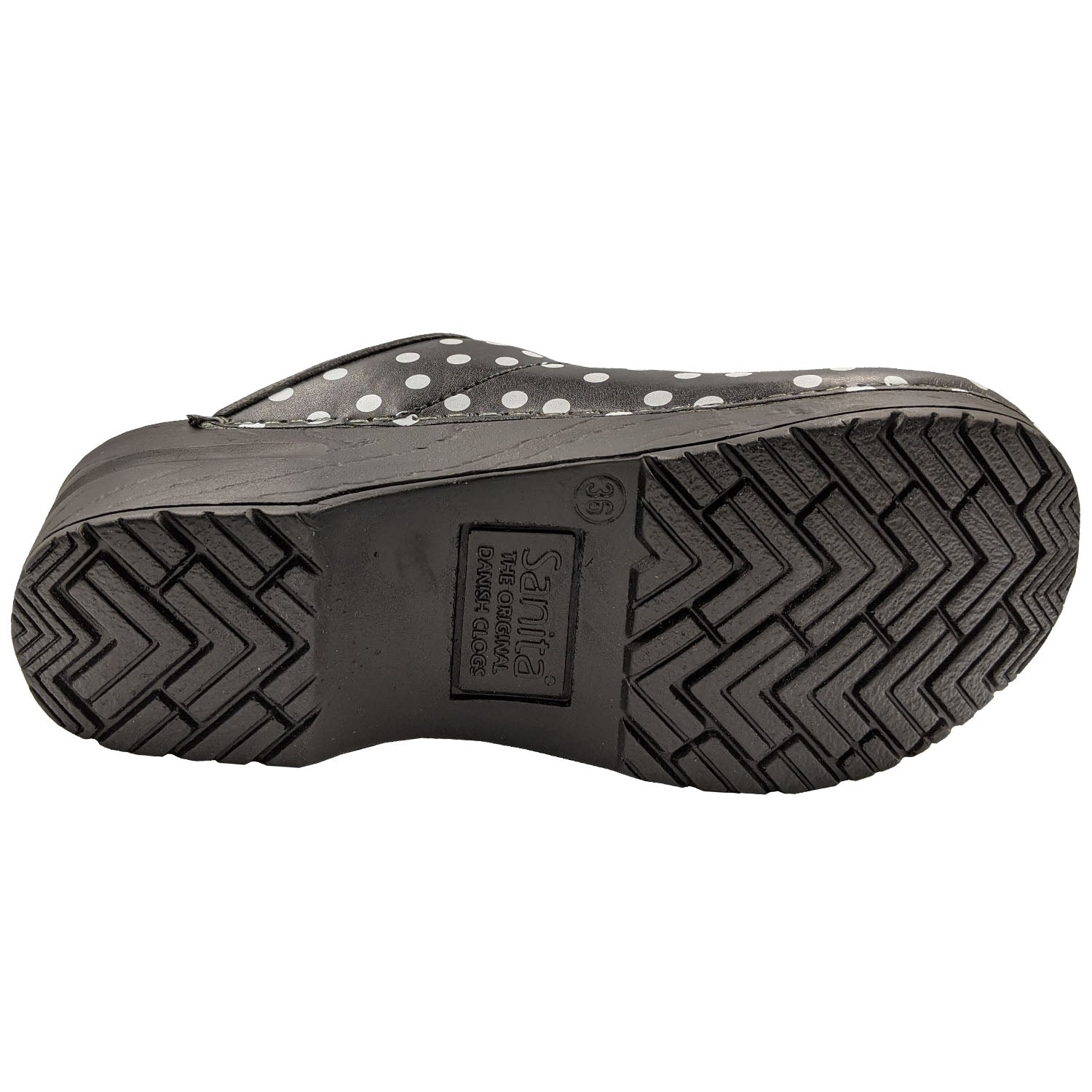 Sanita Fenja Spotty Flexible Clogs in Black (457048)